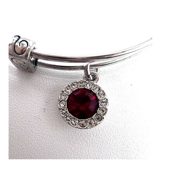 Women's Silvertone Birthstone Bracelet Rhinestone Charm January Garnet Red NEW! - Picture 2 of 5